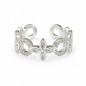 Anel regulável flor trevo banhado a prata