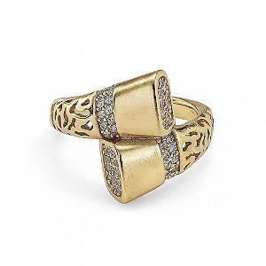 Anel grosso luxo pedra cristal transparente design moderno banhado a ouro 18k dourado