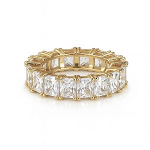 Anel aparador todo cravejado em zircônia cristal transparente banhado a ouro 18k dourado