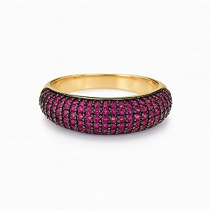 Anel aparador grosso pedra zircônia pink banhado a ouro 18k dourado
