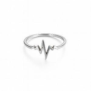 Anel batimentos cardíacos liso na prata 925