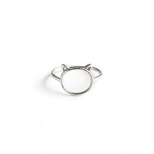 Anel gato vazado liso prata 925