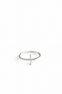 Anel cruz cravejada em zircônia cristal transparente prata 925 (prata de lei)