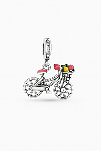 Berloque bicicleta com resina colorida prata 925