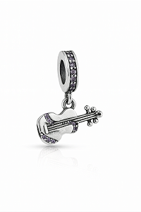 Berloque violino com zircônia cristal prata 925