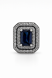 Berloque luxo retângulo todo cravejado com cristal no meio prata 925