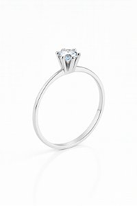 Anel solitário tradicional ponto de luz cristal prata 925