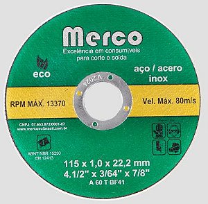 DISCO DE CORTE 4.1/2 X 1,0MM X 22MM (115MM) - CAIXA COM 100 UNIDADES