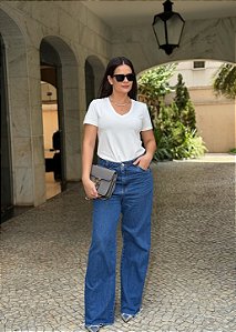 Calça Jeans Wide Leg Escura