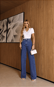 Calça Jeans Wide Leg Escura