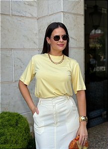 T-shirt Gola Redonda Paula Amarelo Manteiga