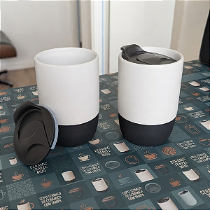 Copo Térmico Cerâmica com Tampa Personalizado com Logo - Kit 100 Unid (Brindes)