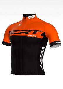 Camisa de Ciclismo Bike ERT Elite Cor Laranja com Preto Zíper Inteiro com 3 bolsos