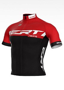 Camisa de Ciclismo Bike ERT Elite Cor Vermelha e Preta Zíper Inteiro com 3 bolsos