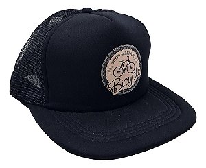 Boné Casual Snapback Desenho Bicicleta Preto Com Regulagem Aba Reta e Telinha