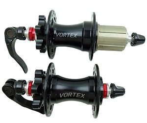 Par de Cubos Vortex 32 Furos Eixo 9mm Cor Preto Em Aluminio Com Rolamentos