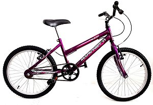 Bicicleta Aro 20 Feminina Roda Comum Freio V-Brake Violeta/Rosa