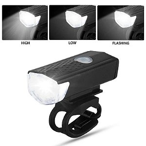 Farol Led Bicicleta Dianteiro Usb Recarregável Pequeno 6,6cm x 2,9cm