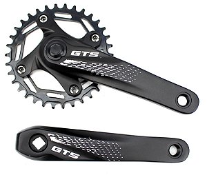 Pedivela Bicicleta MTB GTS Coroa Unica 34 dentes Braços em Aluminio