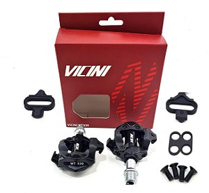 Pedal de encaixe Clip Bicicleta Mountain-Bike Vicini MT530 Preto Com Taquinhos tipo Shimano