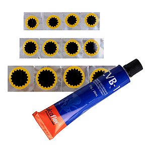 Kit 12 Remendos Estrela Vipal com Cola para Reparo de Câmaras de Ar Bicicleta MTB e Speed