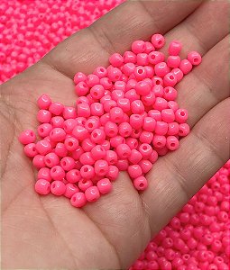 Miçangão Acrílico - Rosa Neon - 4,5mm - 20 gramas