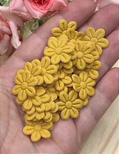 Florzinha de Tecido Pequena -Amarelo Ouro - 20 unidades