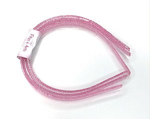 Tiara de Dentinho Colorida Glitter - Rosa Claro - 3 unidades