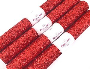 Lonita Flocada - Glitter Grosso - Vermelha - 24x35cm - Fitas e Arte