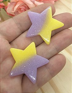 Aplique de Estrela Candy - Lilás e Amarela - 2 Unidades
