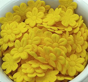 Florzinha de Tecido Pequena - Amarelo Sol - 20 unidades