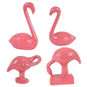 ENFEITE DECORATIVO FLAMINGOS EM CERAMICA CORAL DECORAÇÃO SALA ESCRITORIO 4 MODELOS