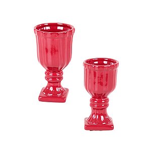 MINI VASO CANELADO EM CERAMICA VERMELHA DECORAÇÃO E ARRANJOS 2 OPÇÕES DE TAMANHO