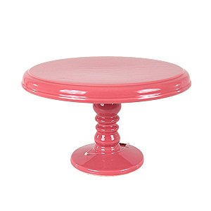 SUPORTE PARA BOLO CLASSICA EM CERÂMICA CORAL 33 CM MESA POSTA BOLEIRA FESTAS