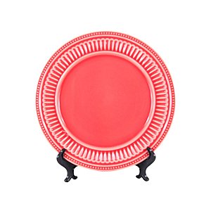 KIT 2 PRATOS RASOS LINHA POPPY EM PORCELANA CORAL 27,5 CM MESA POSTA