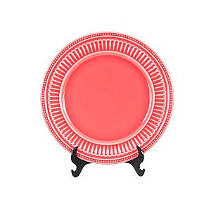 KIT 2 PRATOS DE SOBREMESA LINHA POPPY EM PORCELANA CORAL 20,5 CM MESA POSTA