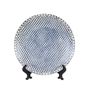 KIT 2 PRATOS RASOS LINHA BOMBAIN EM PORCELANA AZUL 27 CM MESA POSTA