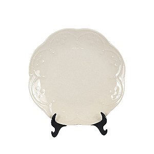 KIT 2 PRATOS DE SOBREMESA EM PORCELANA BEGE 20 CM MESA POSTA