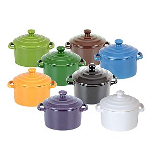 MINI CAÇAROLA COM TAMPA EM CERAMICA 250 ML MESA POSTA PEQUENAS PORÇÕES 8 OPÇÕES DE CORES