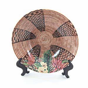 KIT 2 PRATOS FUNDOS LINHA PANTANAL EM CERÂMICA MARROM 21 CM MESA POSTA