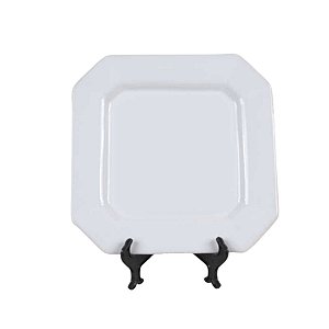 KIT 2 PRATOS RASOS QUADRADOS EM CERAMICA BRANCA 26,5 X 26,5 X 2,5 CM MESA POSTA