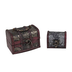 KIT 2 CAIXAS BAÚ MADEIRA MARROM UTILIDADE E ORGANIZAÇÃO 5 MODELOS