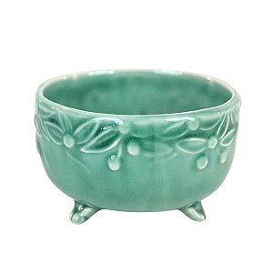 BOWL COM PÉ LINHA AURORA EM CERAMICA VERDE LALA 400 ML MESA POSTA