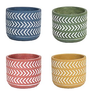 CACHEPOT SETAS EM CIMENTO RUSTICO 10,5 X 12,5 CM DECORAÇÃO E UTILIDADE 4 OPÇÕES DE CORES