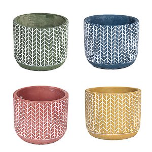 CACHEPOT MOSAICO EM CIMENTO RUSTICO 7,0 X 7,5 CM DECORAÇÃO E UTILIDADE 4 OPÇÕES DE CORES