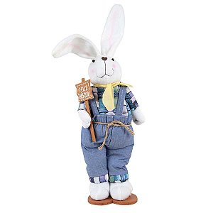 COELHO DA PÁSCOA MASCULINO EM PELÚCIA 50 X 18 X 9 CM DECORAÇÃO DE AMBIENTES