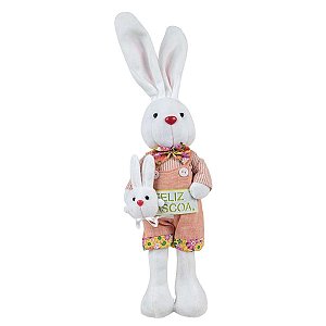 COELHO DA PÁSCOA MASCULINO EM PELÚCIA 40 X 15 X 8 CM DECORAÇÃO DE AMBIENTES
