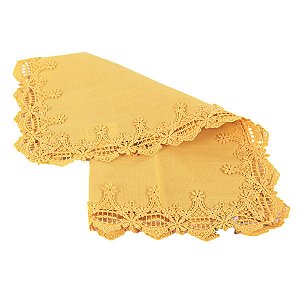 KIT 2 GUARDANAPOS QUADRADOS EM POLIÉSTER AMARELO 45 X 45 CM MESA POSTA FESTA