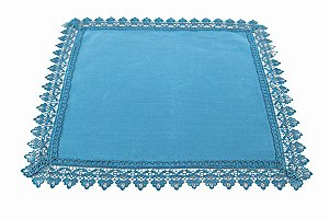 KIT 2 GUARDANAPOS QUADRADOS EM POLIÉSTER AZUL 45 X 45 CM MESA POSTA FESTA