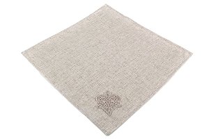 KIT 2 GUARDANAPOS QUADRADOS BEGE EM LINHO E POLIÉSTER 45 X 45 CM MESA POSTA